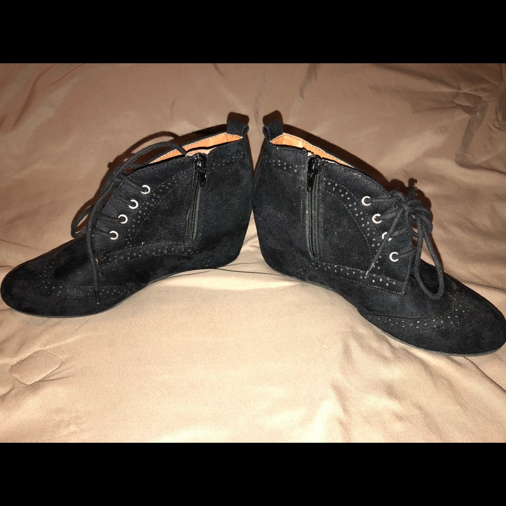 Black Wedge Boots